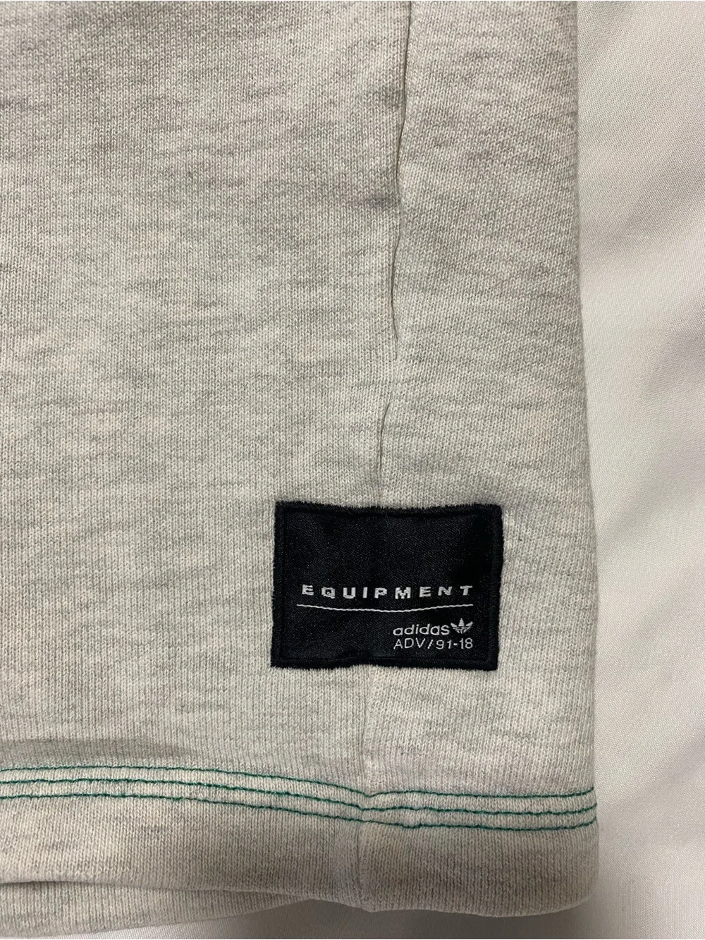 adidas Light Gray Athletic Shorts with Green-Trim Drawcord